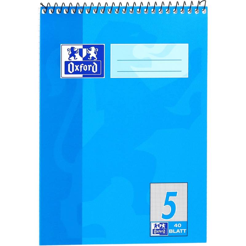 Oxford Schulblock DIN A5 mit Kopfspirale, Lineatur 5