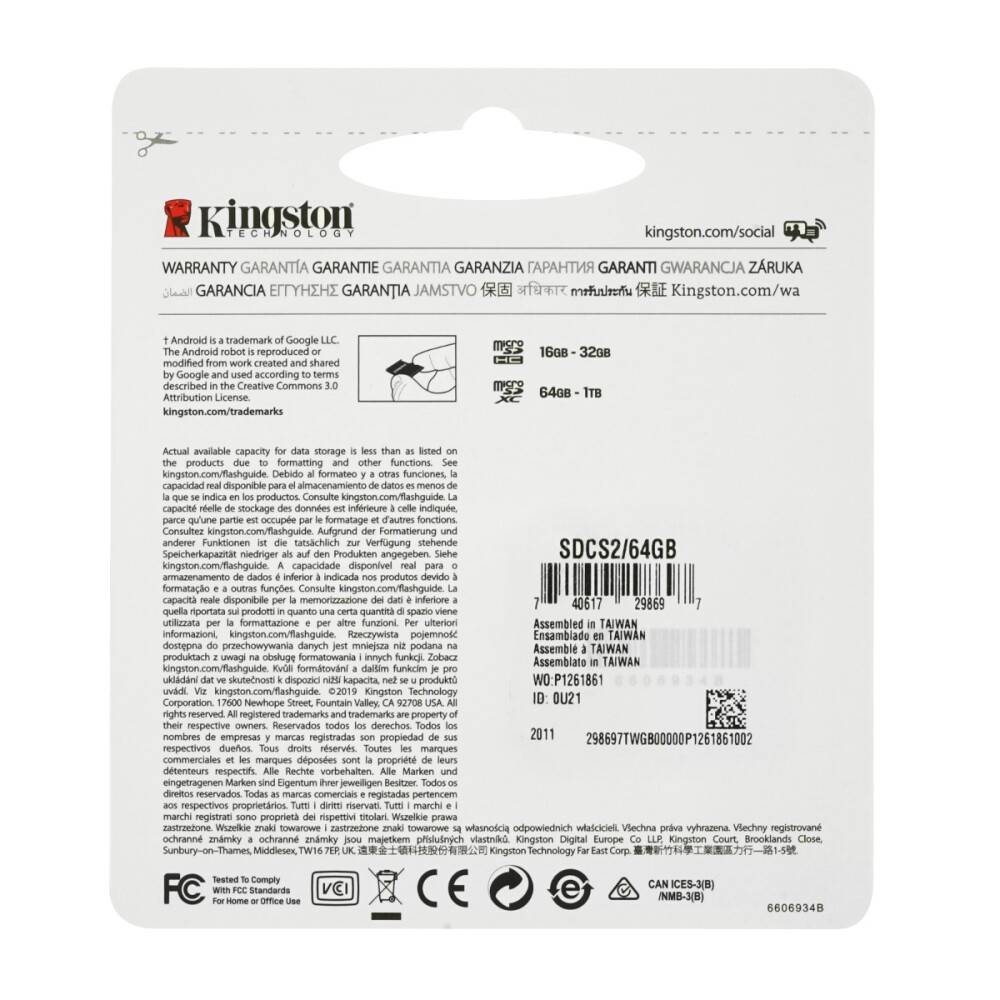 Kingston MicroSD 64 GB Canvas Select Plus - Klasse 10 Speicherkarte (nicht DE)