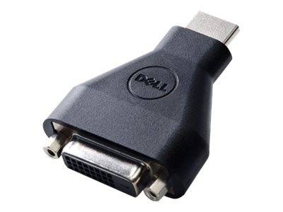 Dell HDMI-zu-DVI-Adapter mit HDMI-Stecker und DVI-Buchse auf weißem Hintergrund.