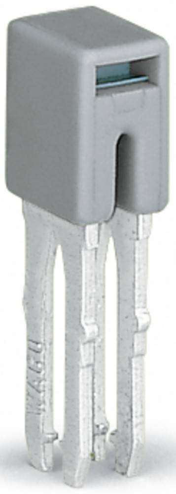 Eine Nahaufnahme von zwei metallischen elektronischen Komponenten mit jeweils drei Anschlüssen, die wahrscheinlich in Schaltkreisen für Verbindungen oder Stromversorgung verwendet werden.