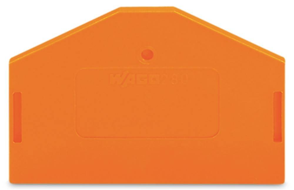 Ein orangefarbener elektrischer Klemmenblock-Griff mit dem Markennamen 'WAGO 280', der in den Griff eingeprägt ist.
