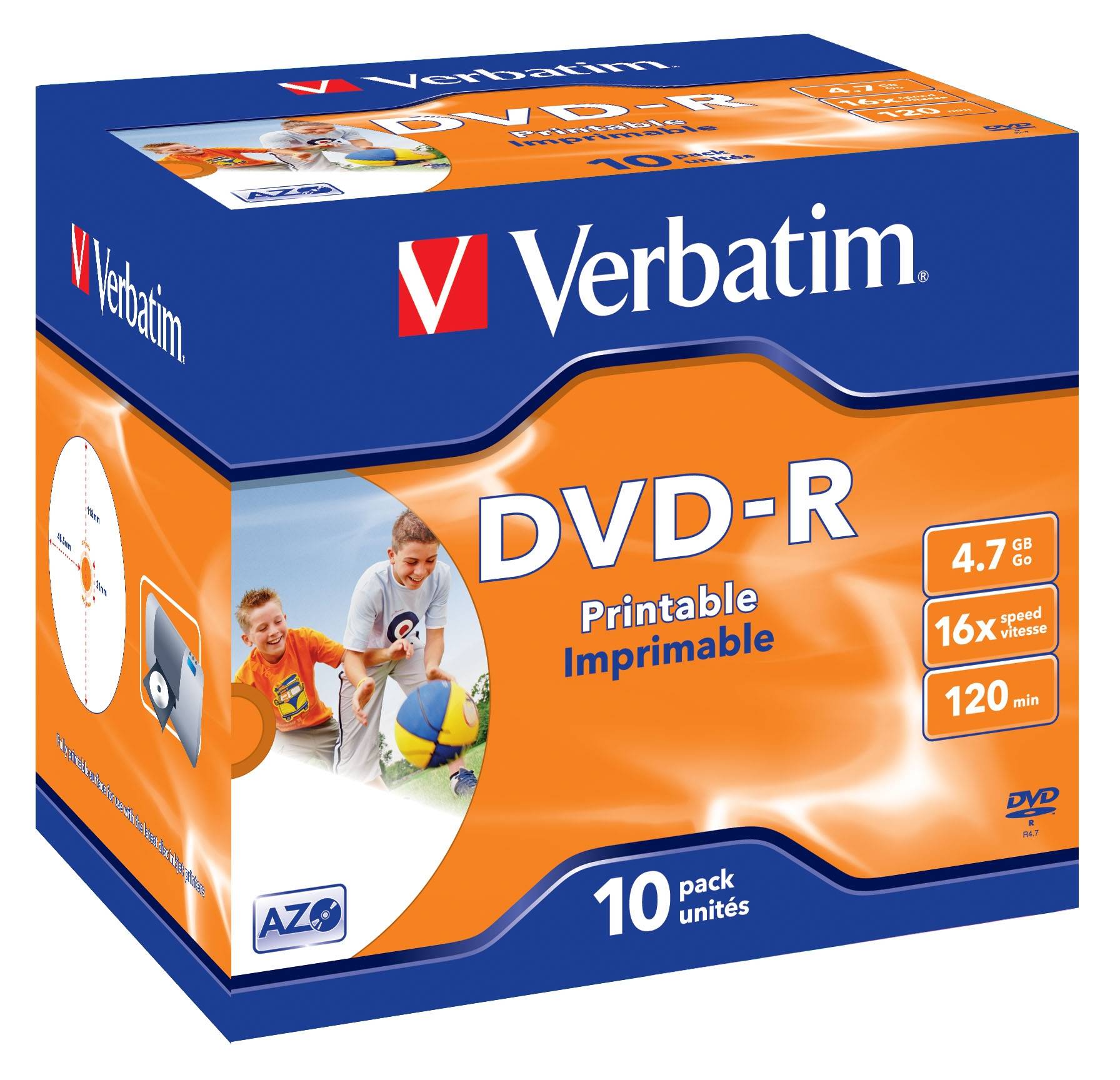 Verbatim - 10 x DVD-R - 4.7 GB 16x - breite bedruckbare Fläche für Fotos - Jewel Case (Schachtel)