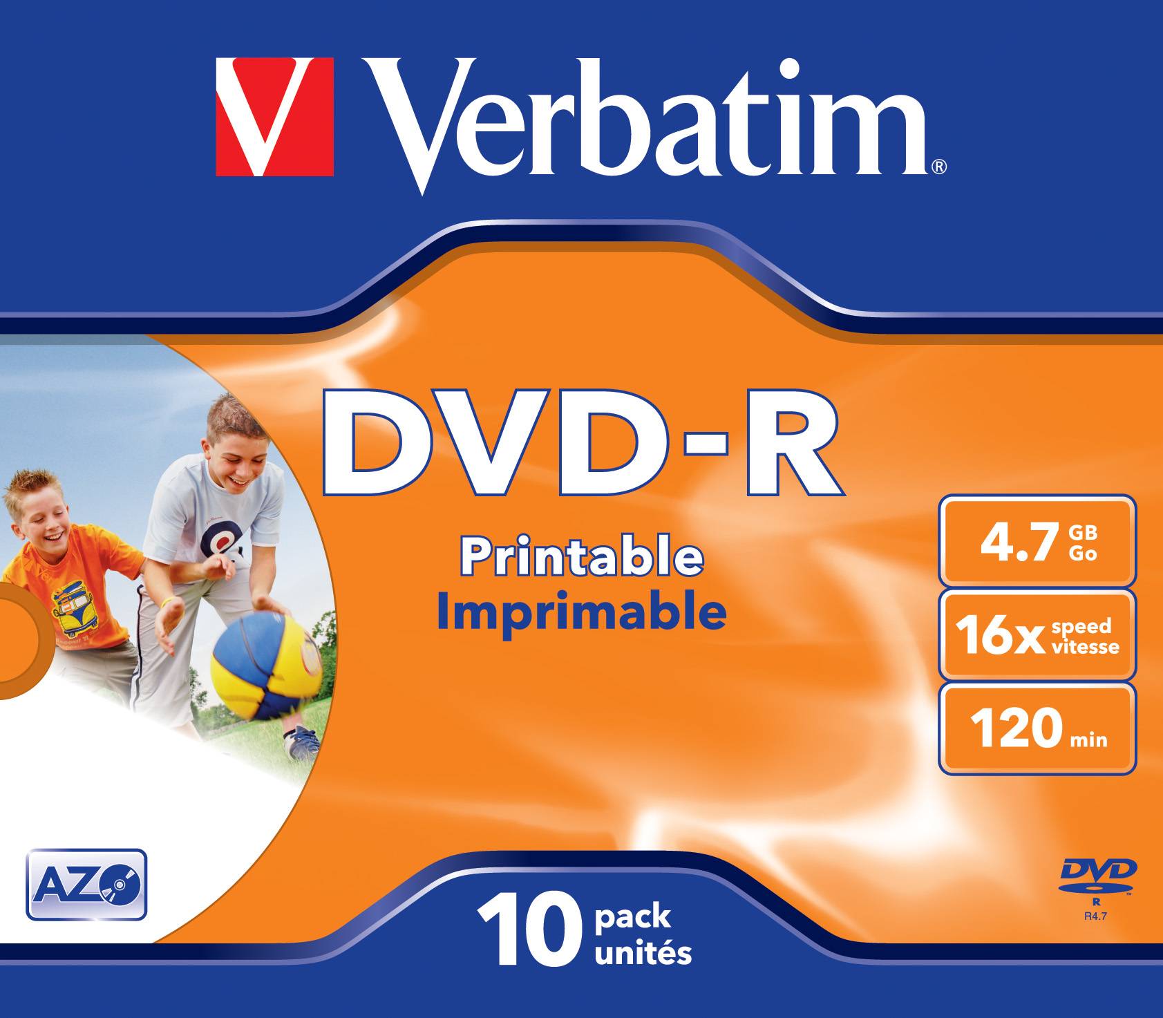 Verbatim - 10 x DVD-R - 4.7 GB 16x - breite bedruckbare Fläche für Fotos - Jewel Case (Schachtel)
