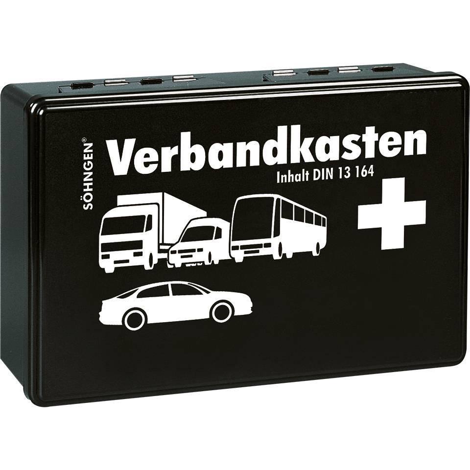 SÖHNGEN® KFZ-Verbandkasten Lübeck, DIN 13164, schwarz, Kunststoff, 260x160x80mm