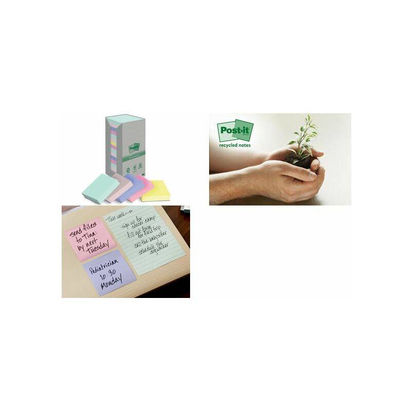 Post-it Haftnotizen Recycling notes, 51 x 38 mm, mehrfarbig