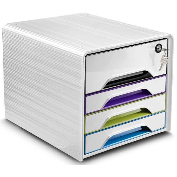 Schubladenbox Smoove Secure 4 Schubladen 7-311S abschließbar weiß