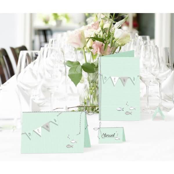 Menü- Tischkarten 220g/qm Set mint