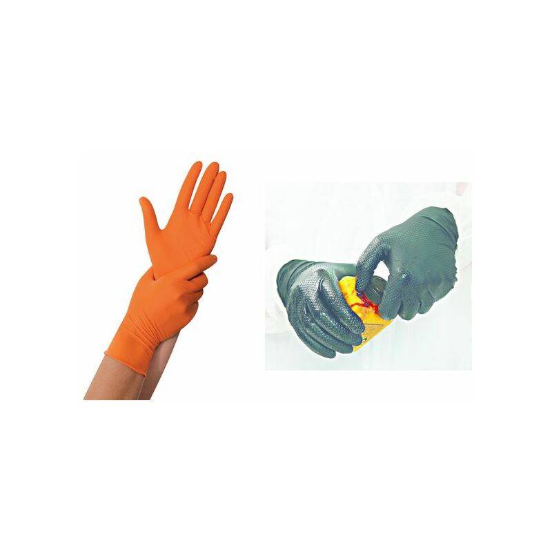 HYGOSTAR Nitril-Handschuh "POWER GRIP", S, orange, puderfrei