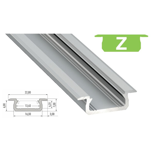 LED Aluminium Profil PD-Z 1M Aluprofil Leiste 16 x 7mm Silber eloxiert für 12mm LED Streifen klare Abdeckung