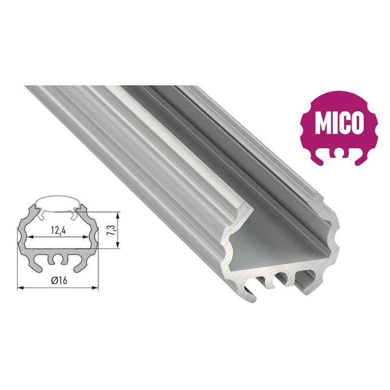 LED Aluminium Profil Mico Rund 1M Aluprofil Leiste Silber eloxiert für 12mm LED Streifen milchige Abdeckung