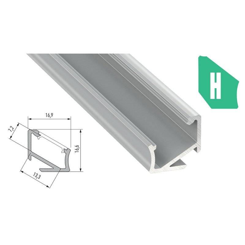 LED Aluminium Eckprofil PD-H 1M Aluprofil Leiste Silber eloxiert für 12mm LED Streifen milchige Abdeckung