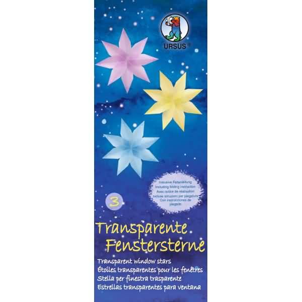 Fenstersterne transparent VE=80 Blatt 6x16cm 5 Farben Sortierung 3