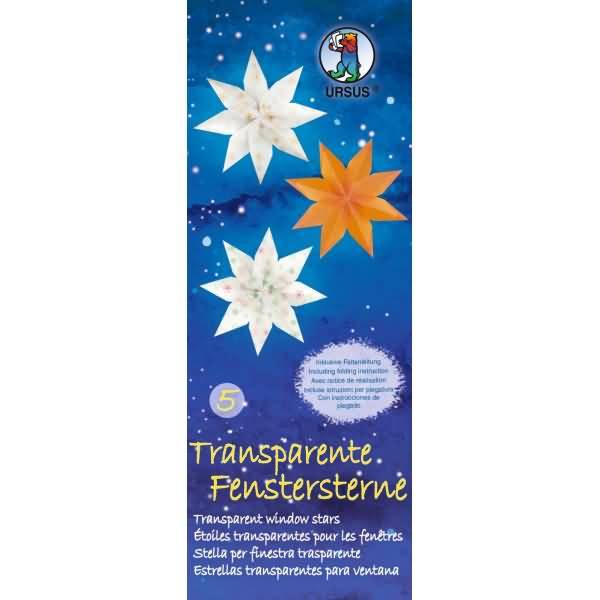 Fenstersterne transparent VE=80 Blatt 6x16cm 5 Farben Sortierung 5