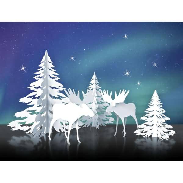 Winterliche Papierszenerie Santa's Schlitten