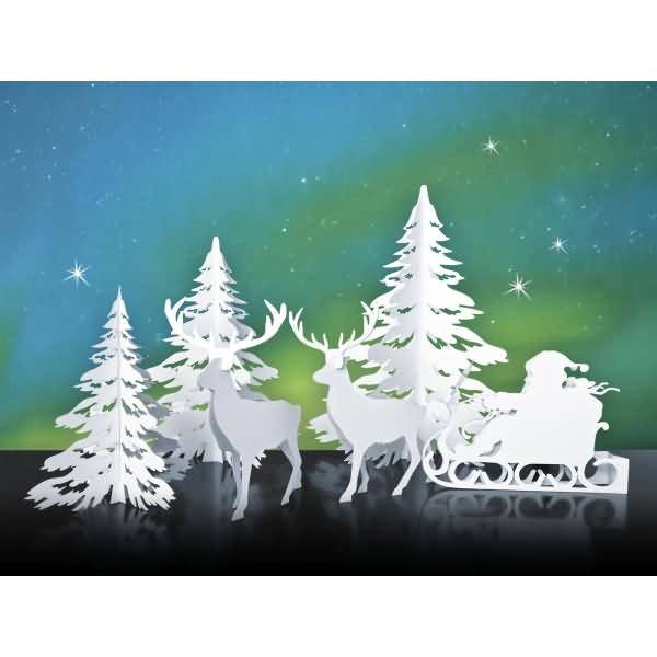 Winterliche Papierszenerie Santa's Schlitten