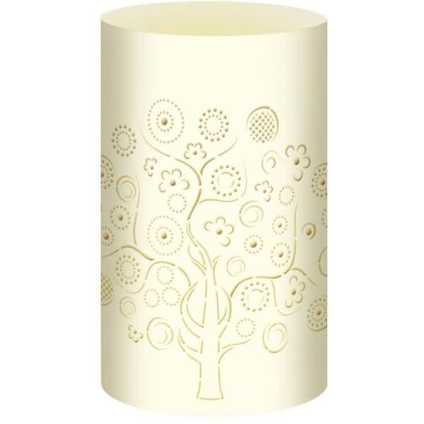 Silhouetten-Tischlicht Filigrano 8x14cm Baum creme VE=5 Blatt