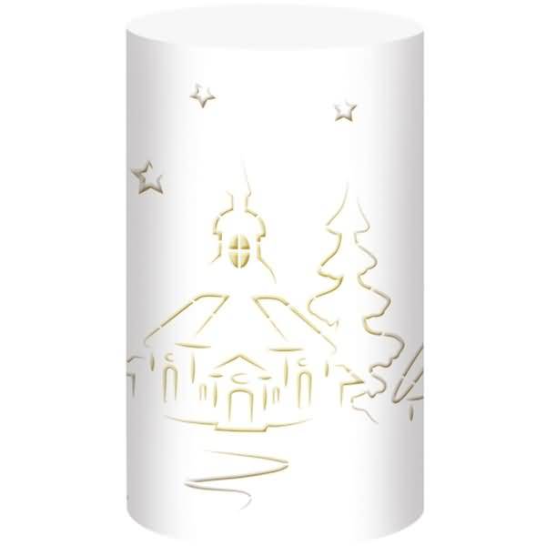 Silhouetten-Tischlicht Filigrano 8x14cm Weihnachtslandschaft 2 weiß VE=5 Blatt