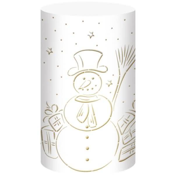 Silhouetten-Tischlicht Filigrano 8x14cm Schneemann weiß VE=5 Blatt