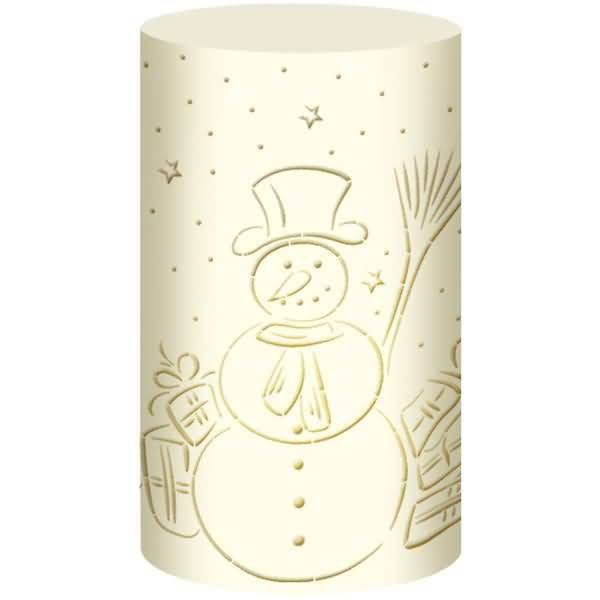 Silhouetten-Tischlicht Filigrano 8x14cm Schneemann creme VE=5 Blatt