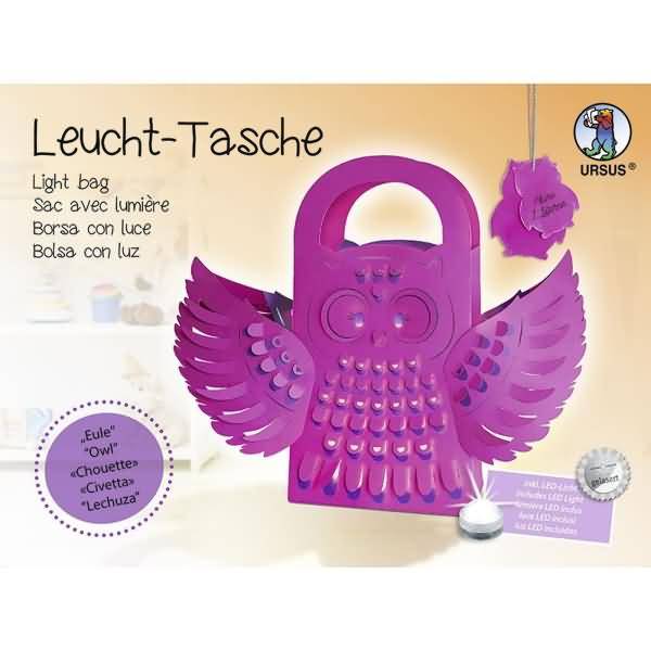Leuchttasche Eule Bastelset inklusive LED-Licht