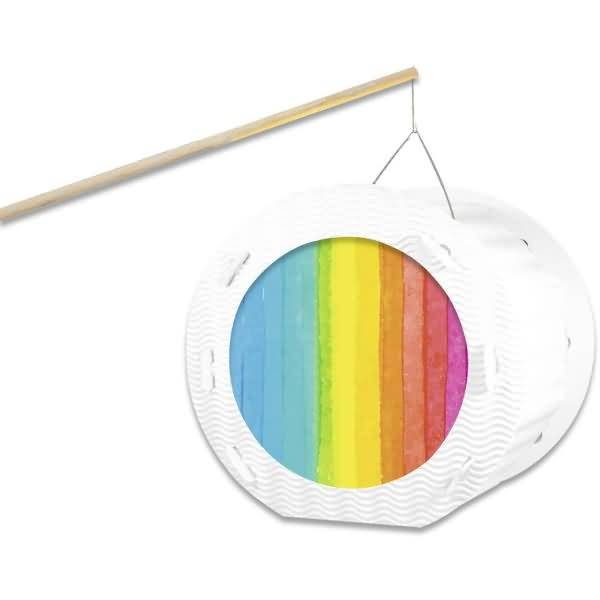 Laternenzuschnitte 115g/qm rund 17,5cm VE=24 Blatt Regenbogenstreifen
