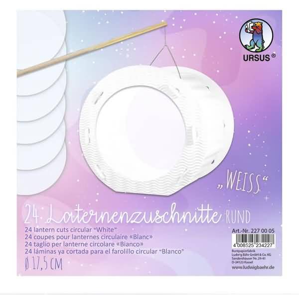 Laternenzuschnitte 115g/qm rund 17,5cm VE=24 Blatt weiß