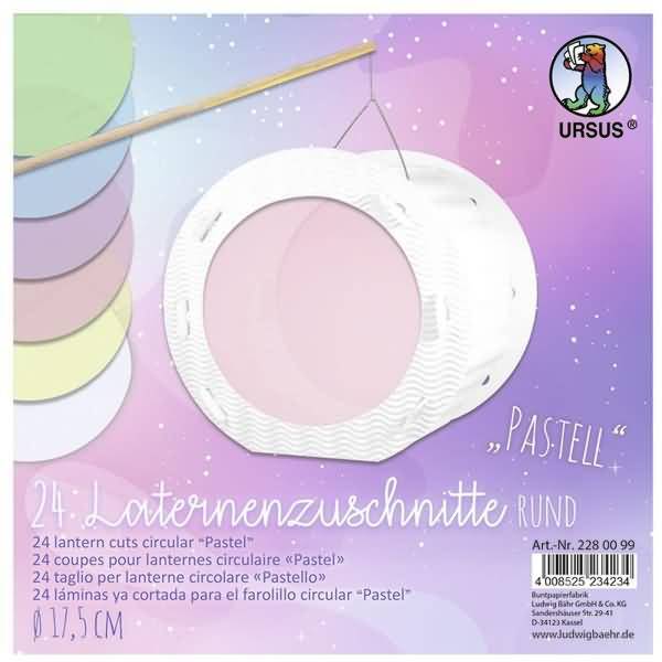 Laternenzuschnitte 115/qm rund 17,5cm VE=24 Blatt sortiert pastell