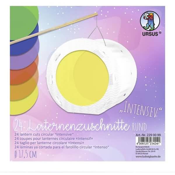 Laternenzuschnitte 115/qm rund 17,5cm VE=24 Blatt sortiert intensiv