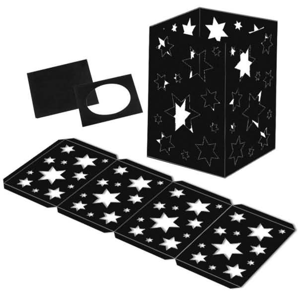 Laternenpackung 300g/qm 14x20cm Sterne schwarz VE=25 Stück