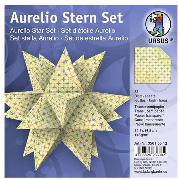 Faltblätter Aurelio Stern Transparentpapier 115g/qm 14,8x14,8cm VE=33 BLatt Paradies gelb