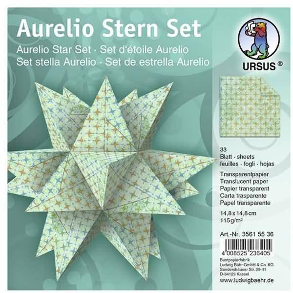 Faltblätter Aurelio Stern Transparentpapier 115g/qm 14,8x14,8cm VE=33 BLatt Paradies türkis