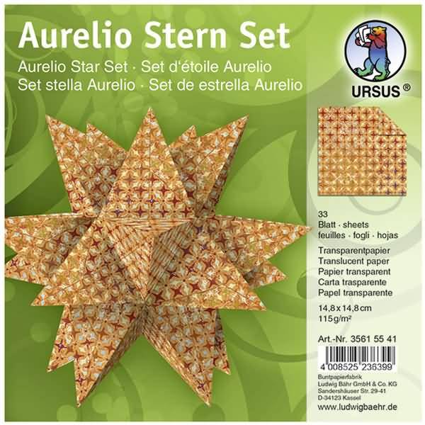 Faltblätter Aurelio Stern Transparentpapier 115g/qm 14,8x14,8cm VE=33 BLatt Paradies orange