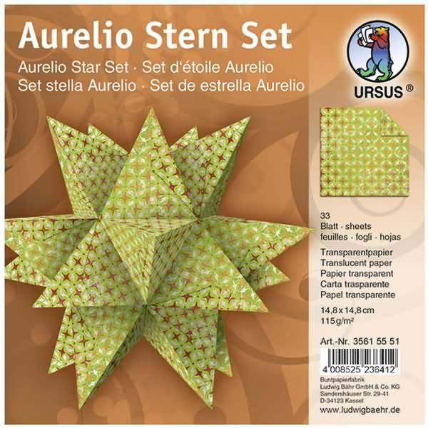 Faltblätter Aurelio Stern Transparentpapier 115g/qm 14,8x14,8cm VE=33 BLatt Paradies hellgrün
