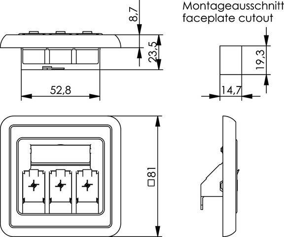Telegärtner Modul-Aufnahme 3-fach 100021410
