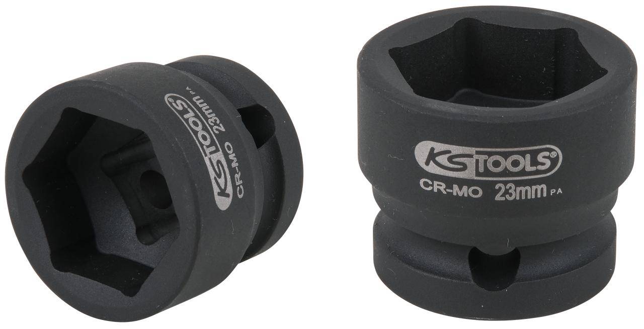 KS TOOLS 1/2" Sechskant-Kraft-Stecknuss, extra kurz, 23,0 mm