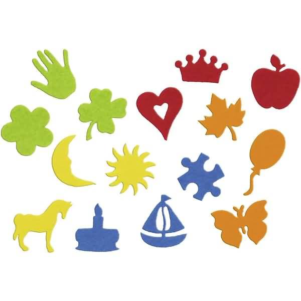 Filz Stanzteile 150g/qm VE=175 Stück 5 Farben sortiert Ganzjahr