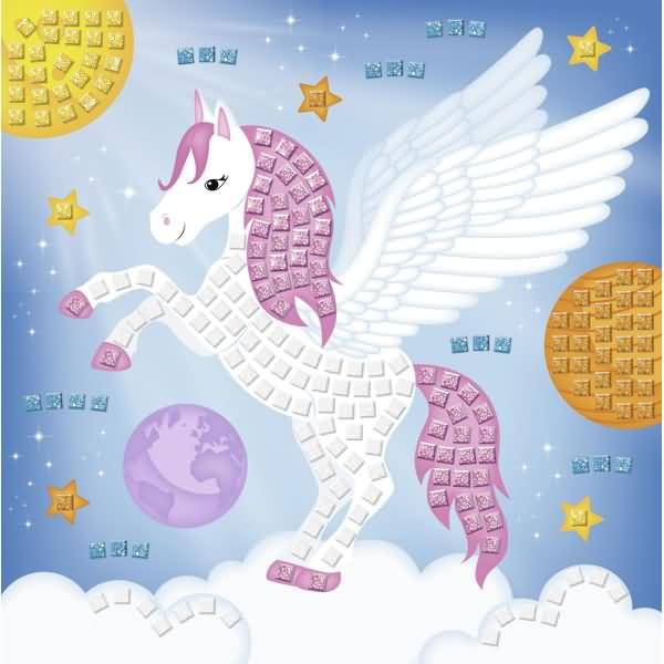 Moosgummi Mosaik Glitter Pegasus