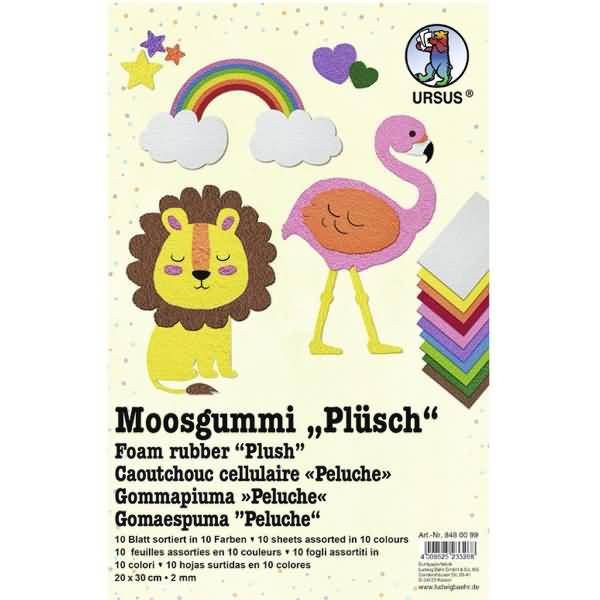 Moosgummi 2mm 20x30cm VE=10 Blatt 10 Farben sortiert Plüsch
