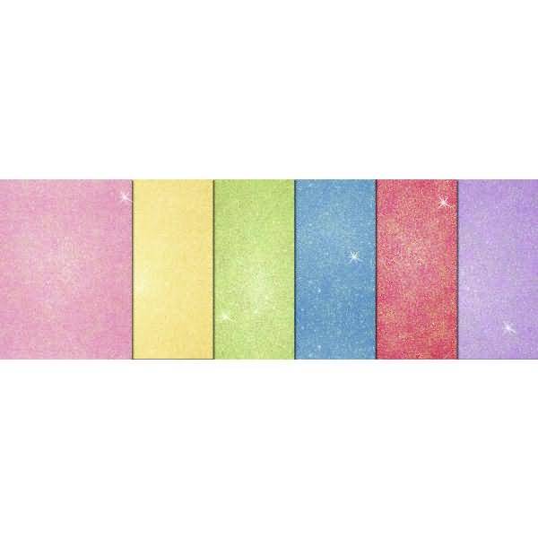 Moosgummi 2mm 20x30cm VE=6 Blatt 6 Farben Glitter Pastell