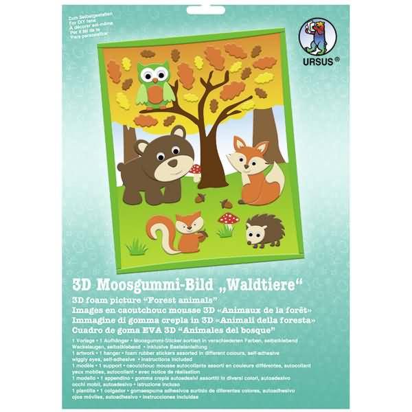 Moosgummi-Bild 3D Waldtiere