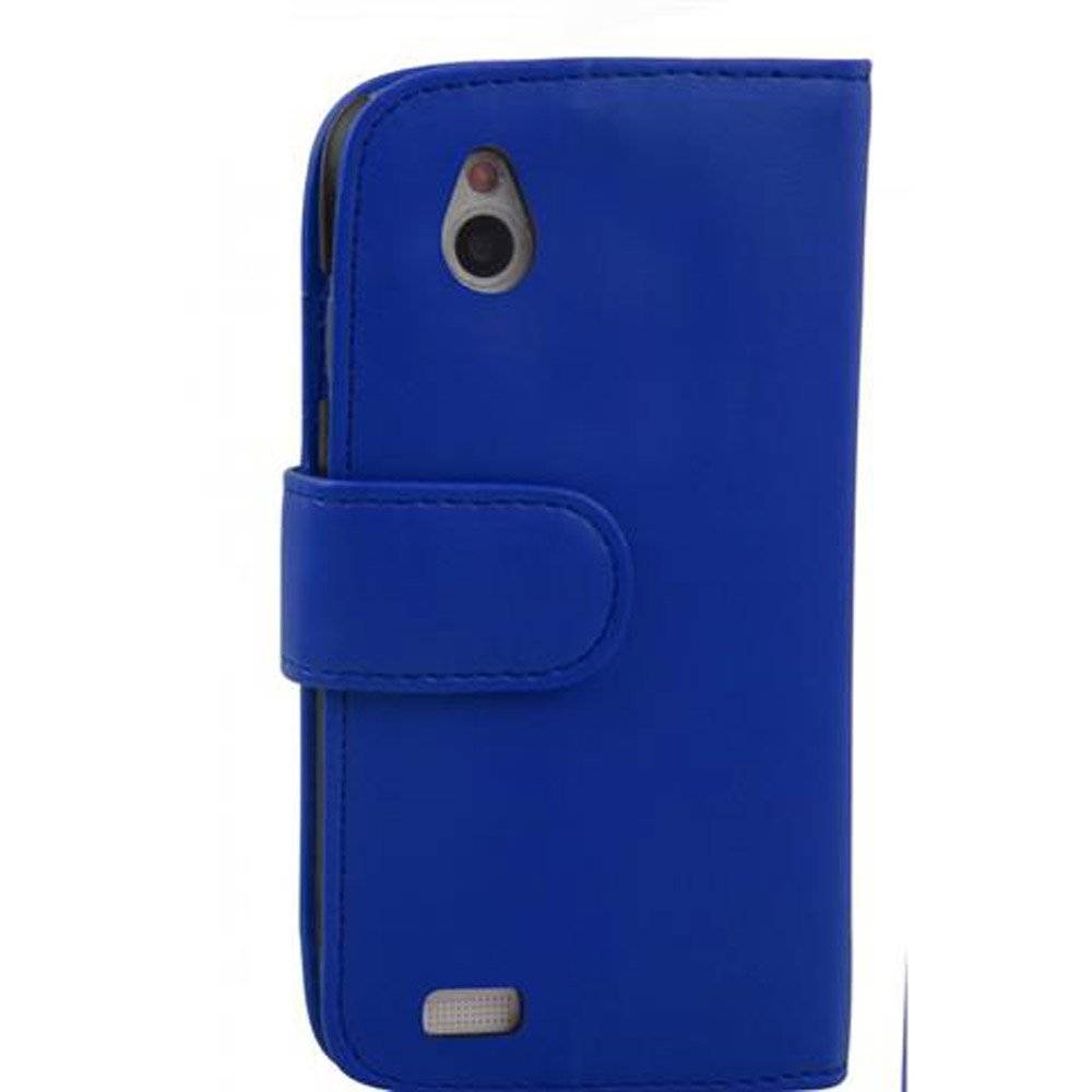 Cadorabo Handy Hülle für HTC DESIRE X  Hülle in BRILLANT BLAU , Schutzhülle Tasche case cover mit Kartenfach im glatten Design