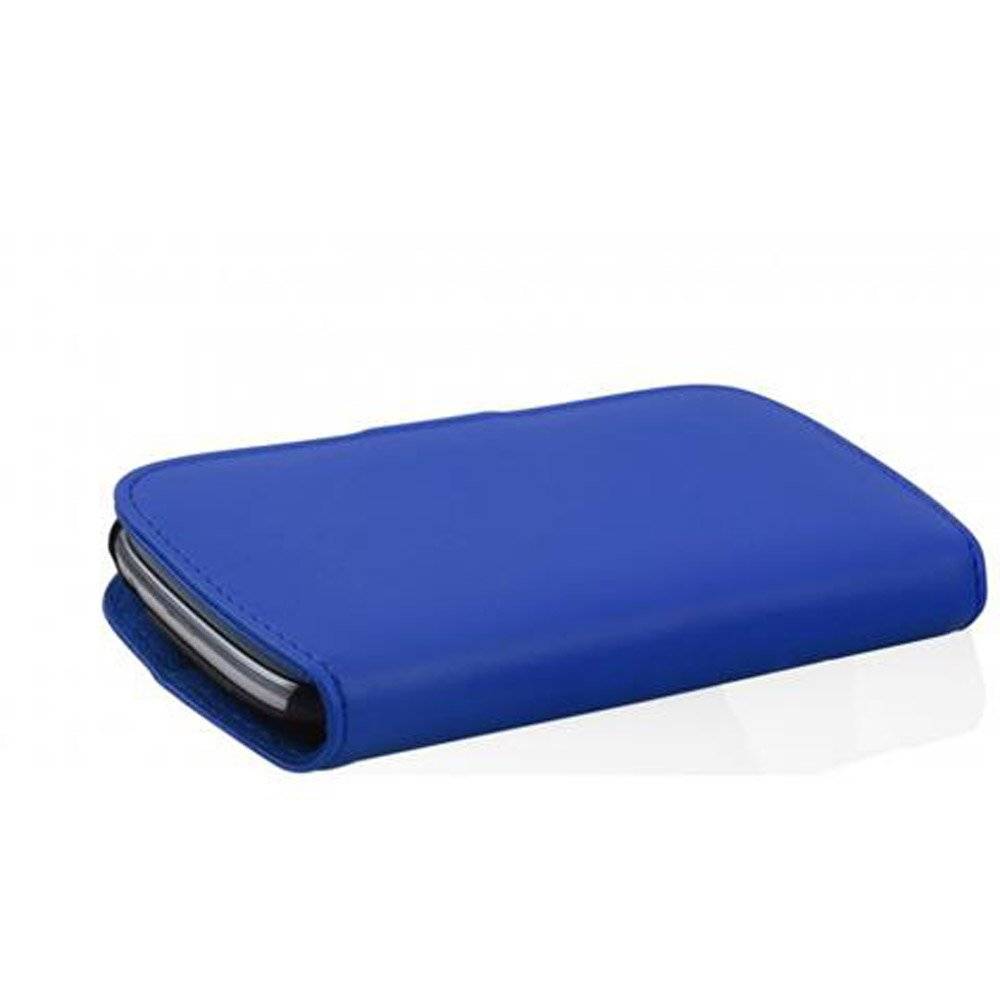 Cadorabo Handy Hülle für HTC DESIRE X  Hülle in BRILLANT BLAU , Schutzhülle Tasche case cover mit Kartenfach im glatten Design