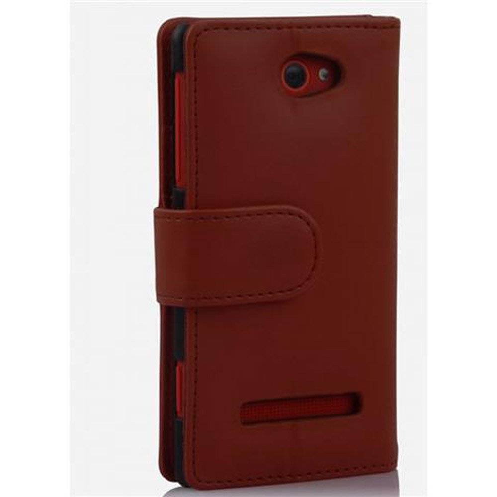 Cadorabo Handy Hülle für HTC 8S  Hülle in KAKAO BRAUN , Schutzhülle Tasche case cover mit Kartenfach im glatten Design