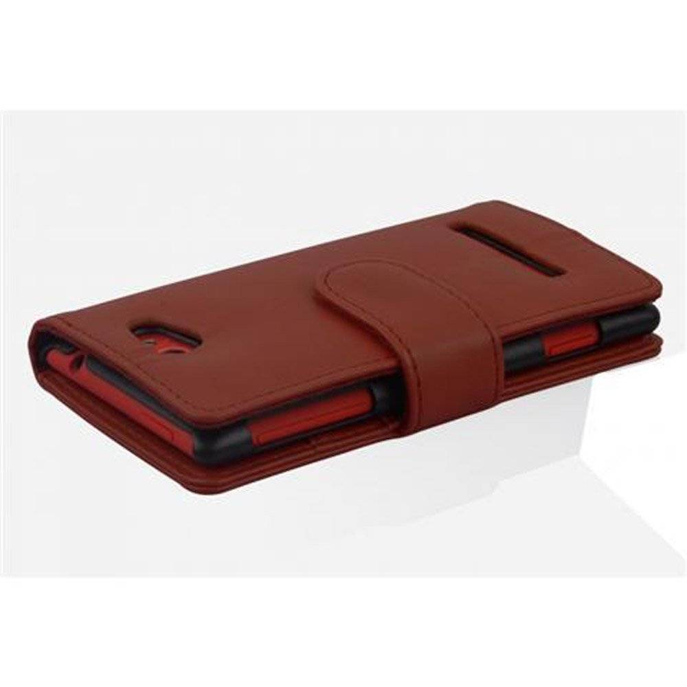 Cadorabo Handy Hülle für HTC 8S  Hülle in KAKAO BRAUN , Schutzhülle Tasche case cover mit Kartenfach im glatten Design
