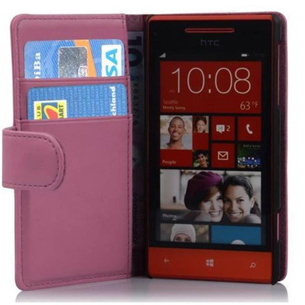 Cadorabo Handy Hülle für HTC 8S  Hülle in ANTIK ROSA , Schutzhülle Tasche case cover mit Kartenfach im glatten Design