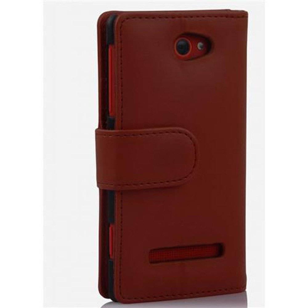 Cadorabo Handy Hülle für HTC 8X  Hülle in KAKAO BRAUN , Schutzhülle Tasche case cover mit Kartenfach im glatten Design