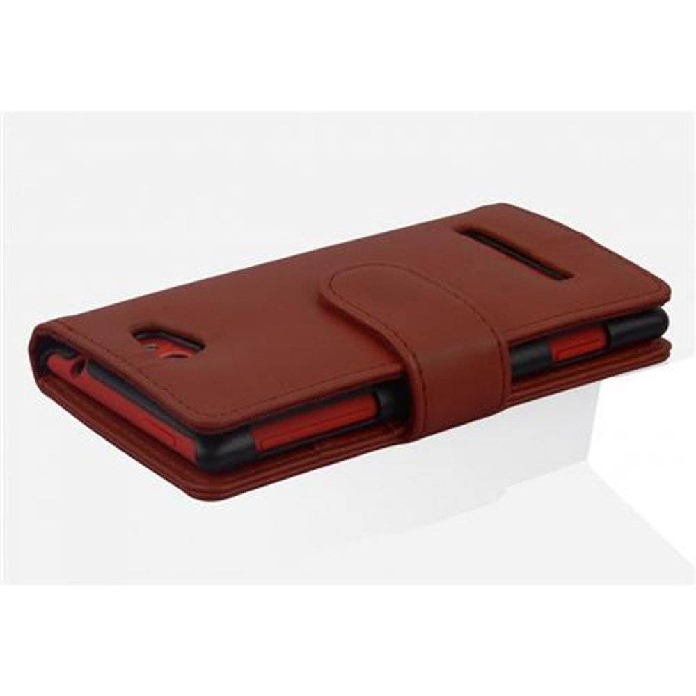 Cadorabo Handy Hülle für HTC 8X  Hülle in KAKAO BRAUN , Schutzhülle Tasche case cover mit Kartenfach im glatten Design