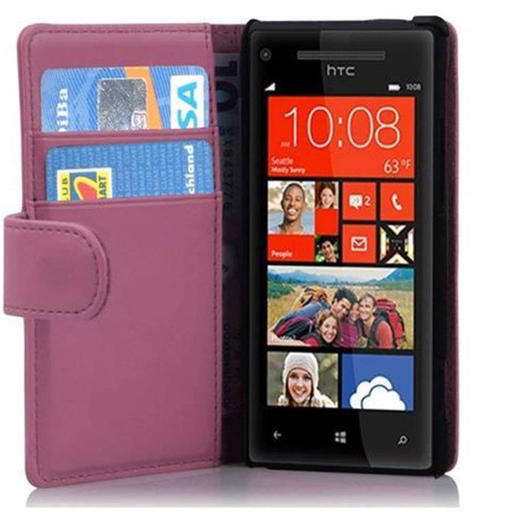 Cadorabo Handy Hülle für HTC 8X  Hülle in ANTIK ROSA , Schutzhülle Tasche case cover mit Kartenfach im glatten Design