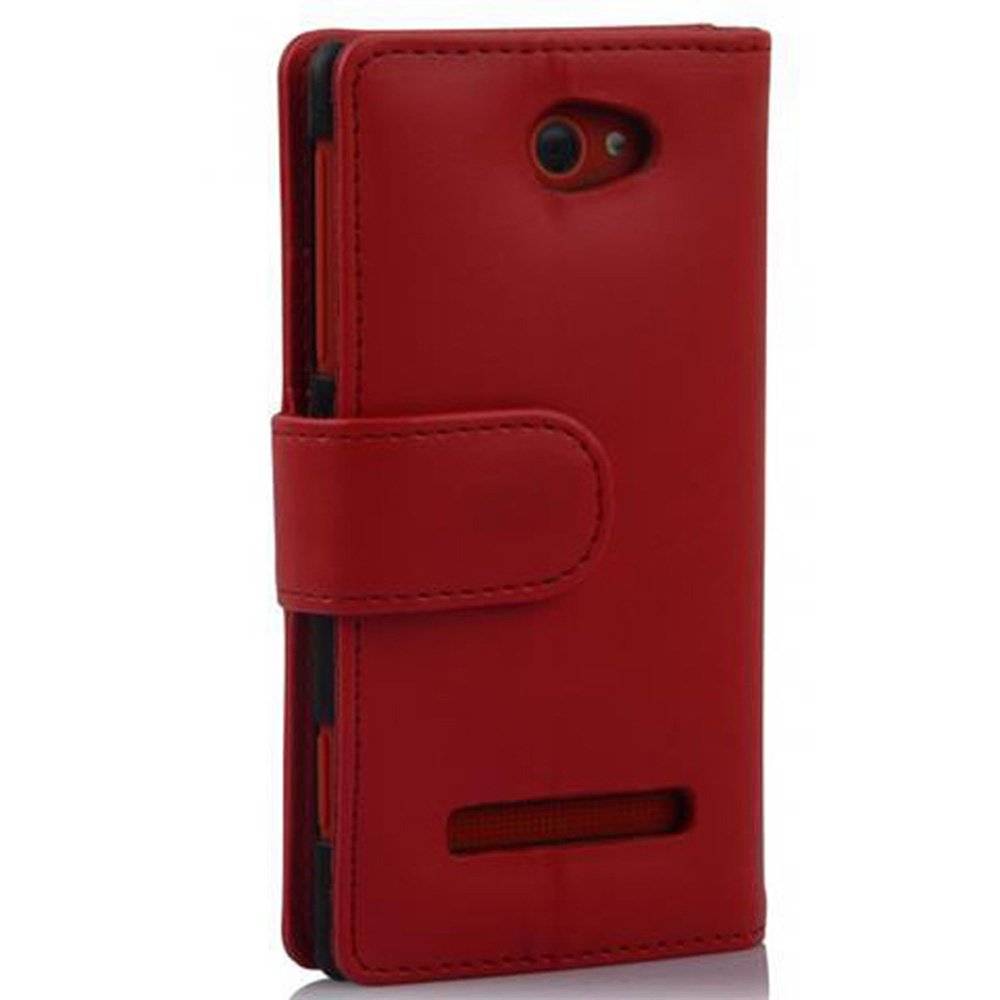 Cadorabo Handy Hülle für HTC 8X  Hülle in CHILI ROT , Schutzhülle Tasche case cover mit Kartenfach im glatten Design