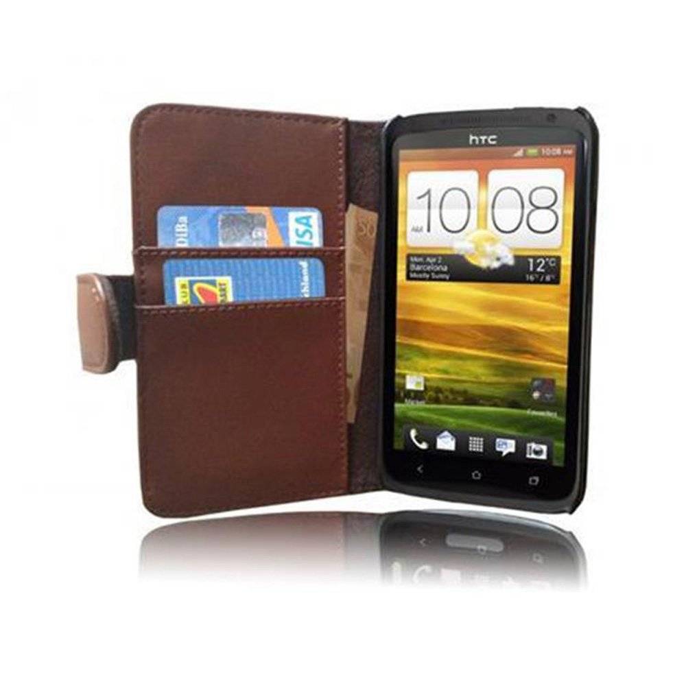 Cadorabo Handy Hülle für HTC ONE X / X+  Hülle in KAKAO BRAUN , Schutzhülle Tasche case cover mit Kartenfach im glatten Design